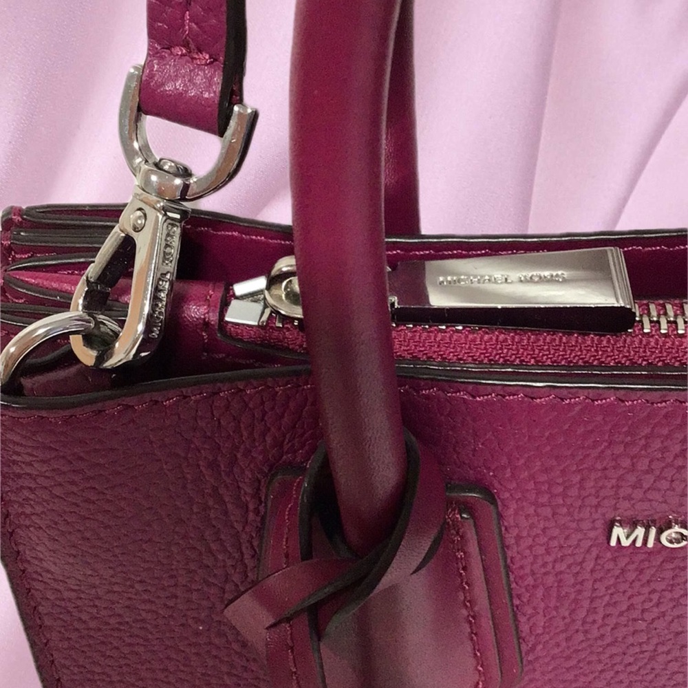 Michael Kors Leather Mercer Crossbody/Handbag, Purple - Picture 7 of 9